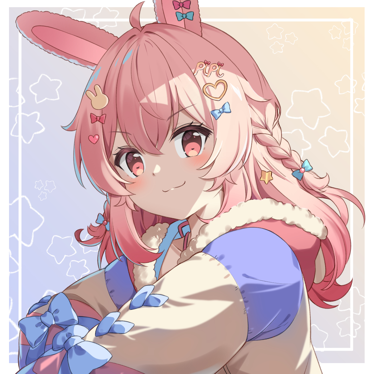 1girl animal ears rabbit ears pink hair solo hair ornament star (symbol)  illustration images