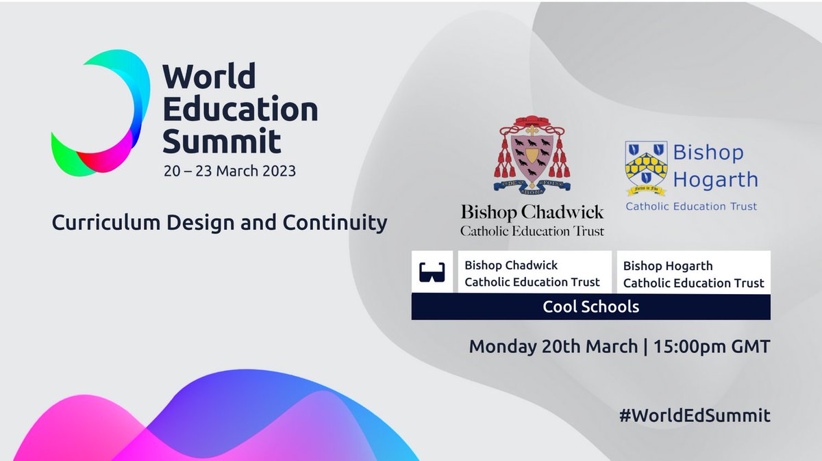 We are delighted to be taking part in this year’s World Education Summit 20 – 23 March. We are part of their ‘Cool Schools’ program talking about curriculum design and continuity. The Summit is the largest virtual gathering of the greatest minds in education. #WorldEdSummit
