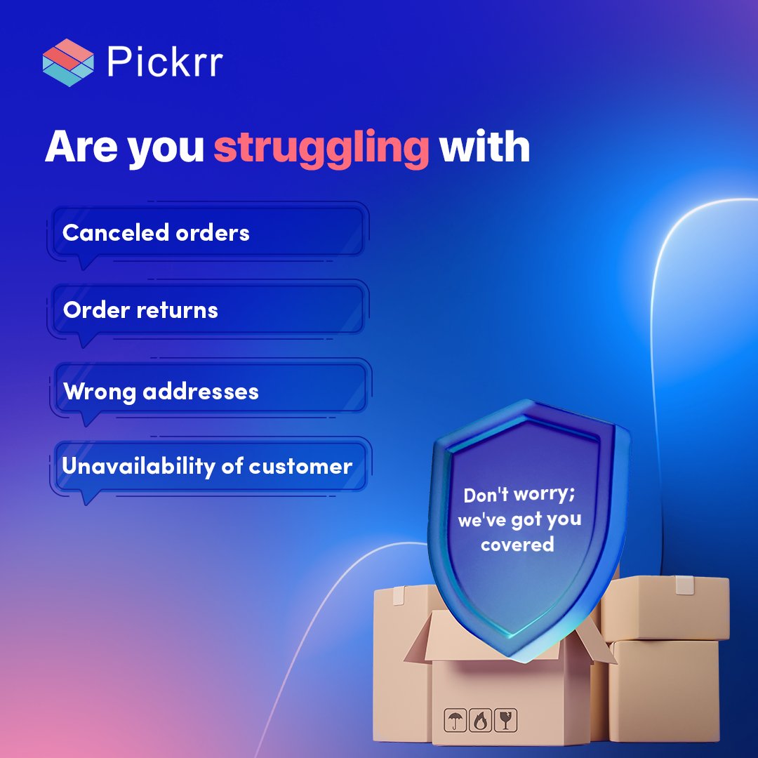 Say 👋goodbye to 📦ordering troubles! We've got your back when it comes to ❌canceled orders, returns, 🙅🏻‍♀️incorrect addresses, and unresponsive customers. Sit back, 💆‍♀️relax, and let us handle the hassle. 

#orderproblemsolved #customerservice # #order #pickrr #pickrrtechnologies