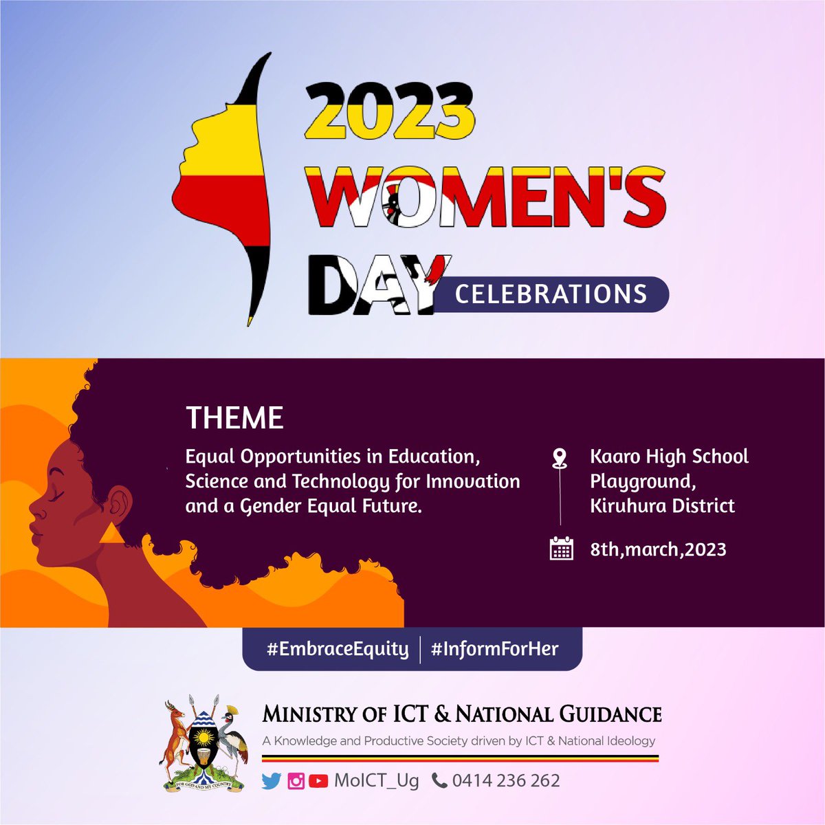 2023 Women’s Day:

The theme emphasizes the need for inclusive and transformative technology and innovations where women themselves have the opportunity to create and harness new solutions that offer fresh perspectives to difficult problems.

#EmbraceEquity #InformForHer