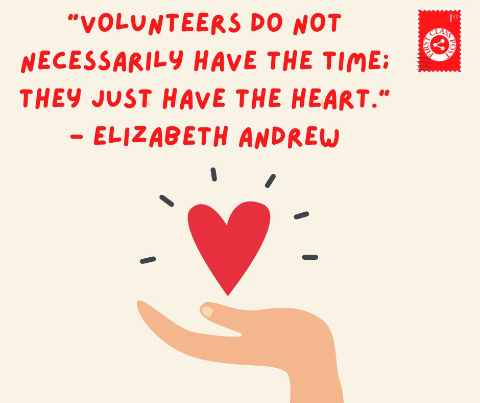 “Volunteers do not necessarily have the time; they just have the heart.” - Elizabeth Andrew #ElizabethAndrew #Huddersfield #SMManagement #ContentCreation