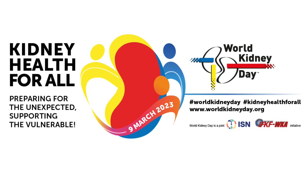 This year, the #WorldKidneyDay campaign celebrates #KidneyHealthforAll! Join us in increasing awareness about kidney disease! All week we will be posting facts and impacts - please share and spread the word!

#WorldKidneyDay #KidneyHealthforAll #ShowYourKidneys