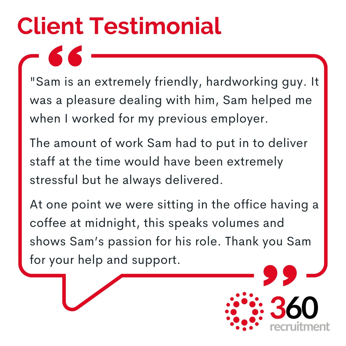 360 Recruitment Ltd (@360recltd) on Twitter photo Midnight coffee with a client to make sure the jobs get filled is next-level dedication! 💪
If you need help #recruiting in the #WasteManagement industry - Sam Amos is the man to speak to.
📩 sam.a@360rec.co.uk
📞 0772 5612 192
#TestimonialTuesday #feedback #Recruitment Midnight coffee with a client to make sure the jobs get filled is next-level dedication! 💪
If you need help #recruiting in the #WasteManagement industry - Sam Amos is the man to speak to.
📩 sam.a@360rec.co.uk
📞 0772 5612 192
#TestimonialTuesday #feedback #Recruitment