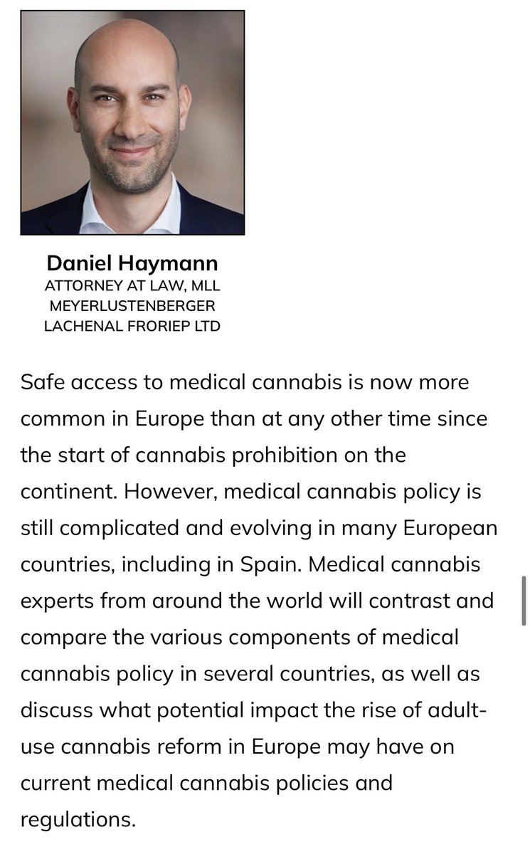 BernardoJSG's tweet photo. También en @IntCBC a las 13:45 H mi compañero #GuillermoFenandez moderará la mesa llamada:
"Comparando las regulaciones de #CannabisMedicinal en Europa" con compañeros de distintos países #SantiagoOngay #CarlosNunes #AlexRevich y #DanielHaymann
🧵8 https://t.co/TBtAJtMI5o