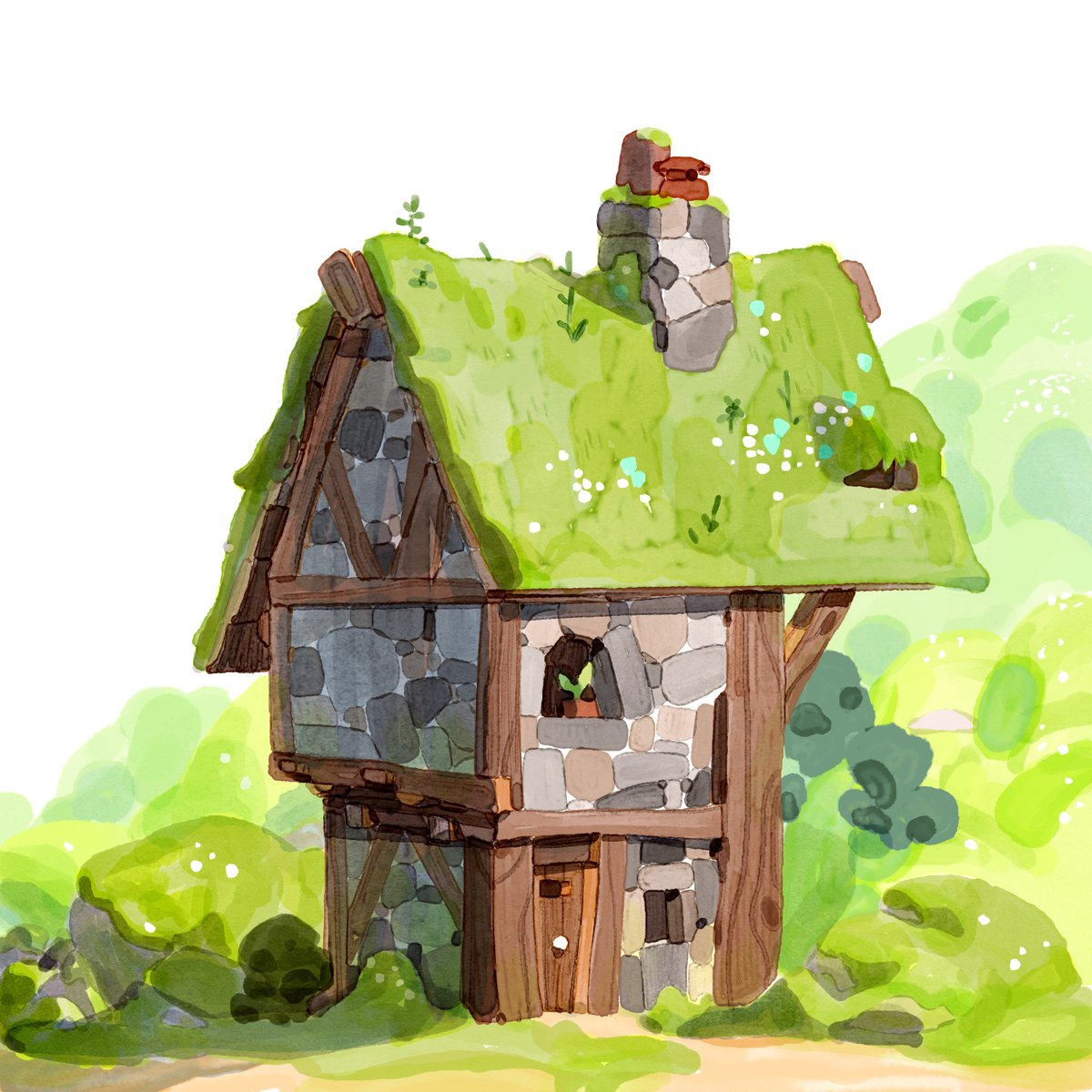 「lil houses ( brushes are kyle webster's 」|AlexandreDiboineのイラスト