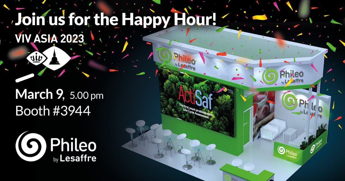 Phileo experts will be at booth #3944 during VIV Asia 2023 on 8-10 March!
🎉 Join us for the happy hour on 9 March at 5 pm.
#vivasia #happyhour #animalcare