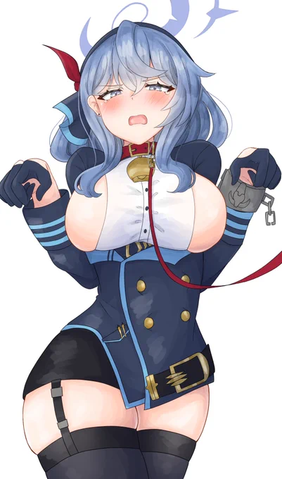 ゲヘナ学園風紀委員会行政官だなんて大層な肩書を持ってるのに!!!横乳さらけ出してリードに繋がれてお散歩だなんて...!!まるで!!!バカじゃないですか!!?正直めっちゃ好き...#ブルアカ #ブルーアーカイブ #BlueArchive  #天雨アコ 