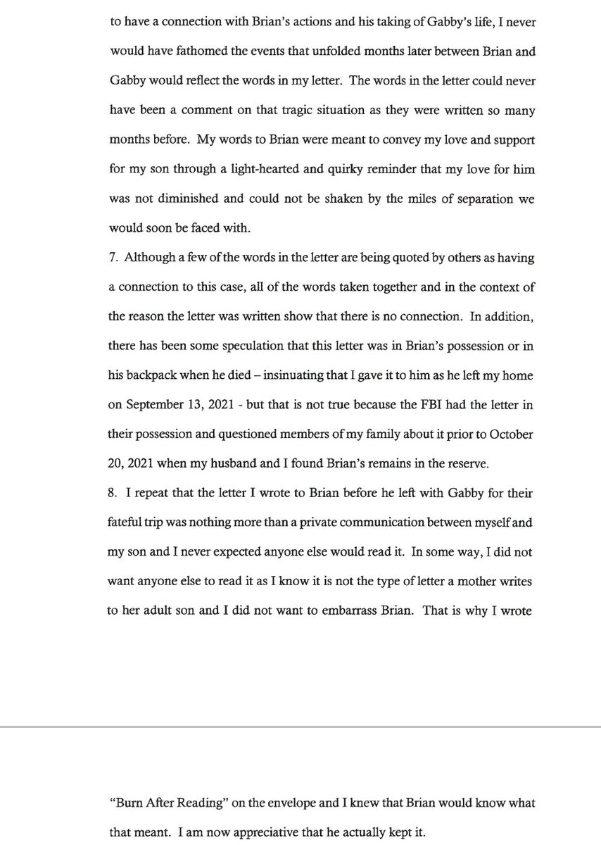 Roberta Laundrie's explanation of the 'Burn After Reading' letter to Brian. I'll read this to you later today on a livestream ❤️ #brianlaundrie #GabbyPetito