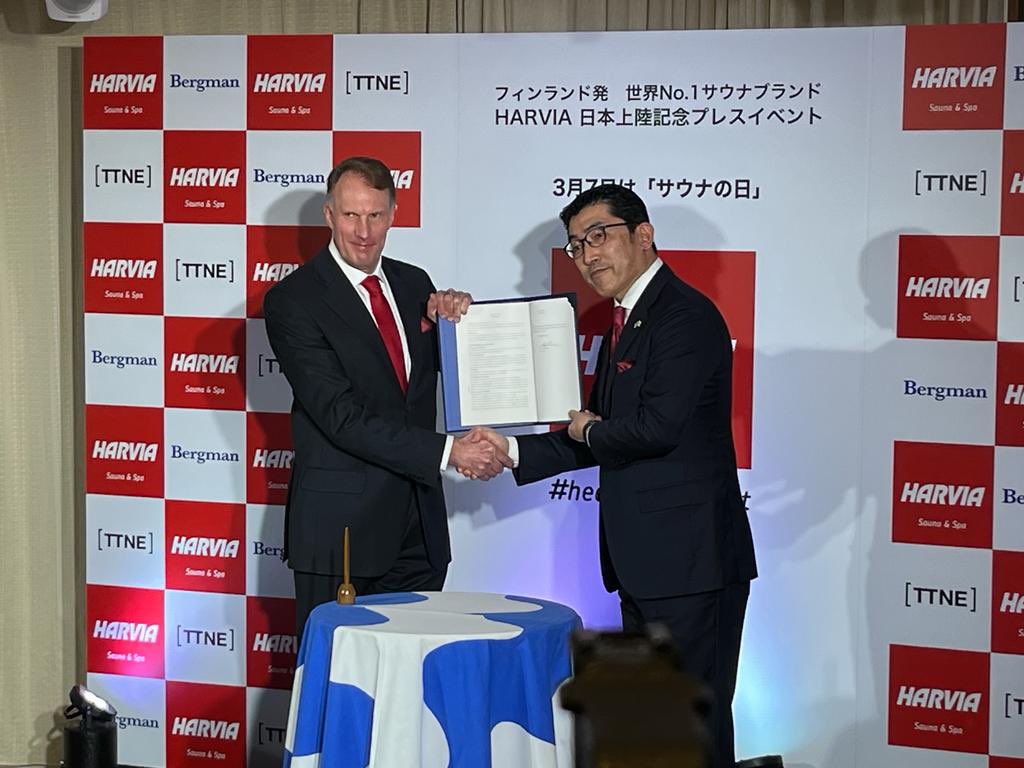Signing LOI for Harvia Japan JV with Bergman / Seiji Kasama. Special Thanks to Embassy Of Finland and madame ambassador Tanja Jääskeläinen 🙏#healingwithheat #sauna #wellness <a href="/harviaglobal/">Harvia</a>