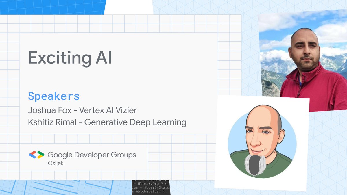 First-ever public talk on Vertex AI Vizier!

📅 March 9
🕒 3:00 pm

Join us to learn what Vizier is, and how to use it to speed up the iterative process of ML training.

Please RSVP at lnkd.in/dXbPat2j

Join event here -> lnkd.in/d9V7wUSm

#gdg #gdgosijek #google