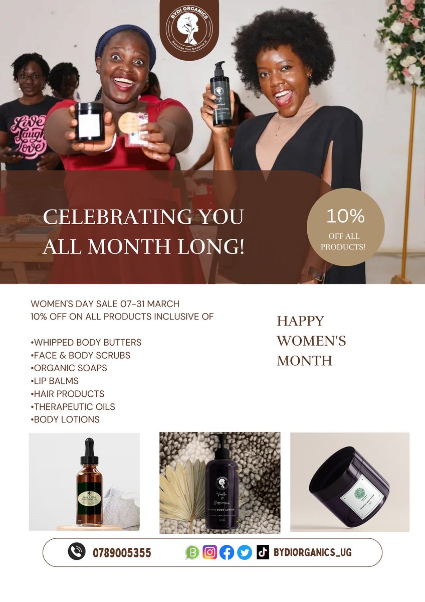 Grab any of our products at 10% off all March long!
Call us or check out our Whatsapp catalog via 0789005355

#HappyWomensDay #HappyWomensHistoryMonth #BecauseYouDeserveIt