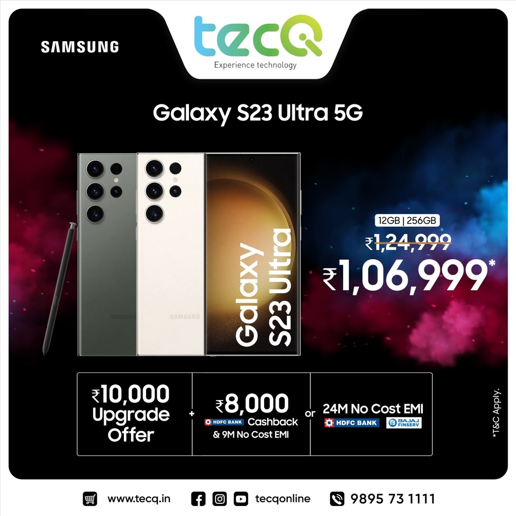 OnlineTecq's tweet photo. പുത്തൻ പ്രീമിയം സ്മാർട്ട് ഫോൺ മോഡലായ Samsung Galaxy S23 & S23 ULTRA ഇപ്പോൾ വമ്പൻ ഓഫറുകളിൽ ടെക്യുവിൽ നിന്നും പർച്ചേസ് ചെയ്യാം.
#tecq #samsung #galaxys23 #s23seires #s23ultra #flagshipmodel #newmodel #premiumsmartphone #bestoffers #buyfromtecq
Visit: … https://t.co/c8zexAbC2k