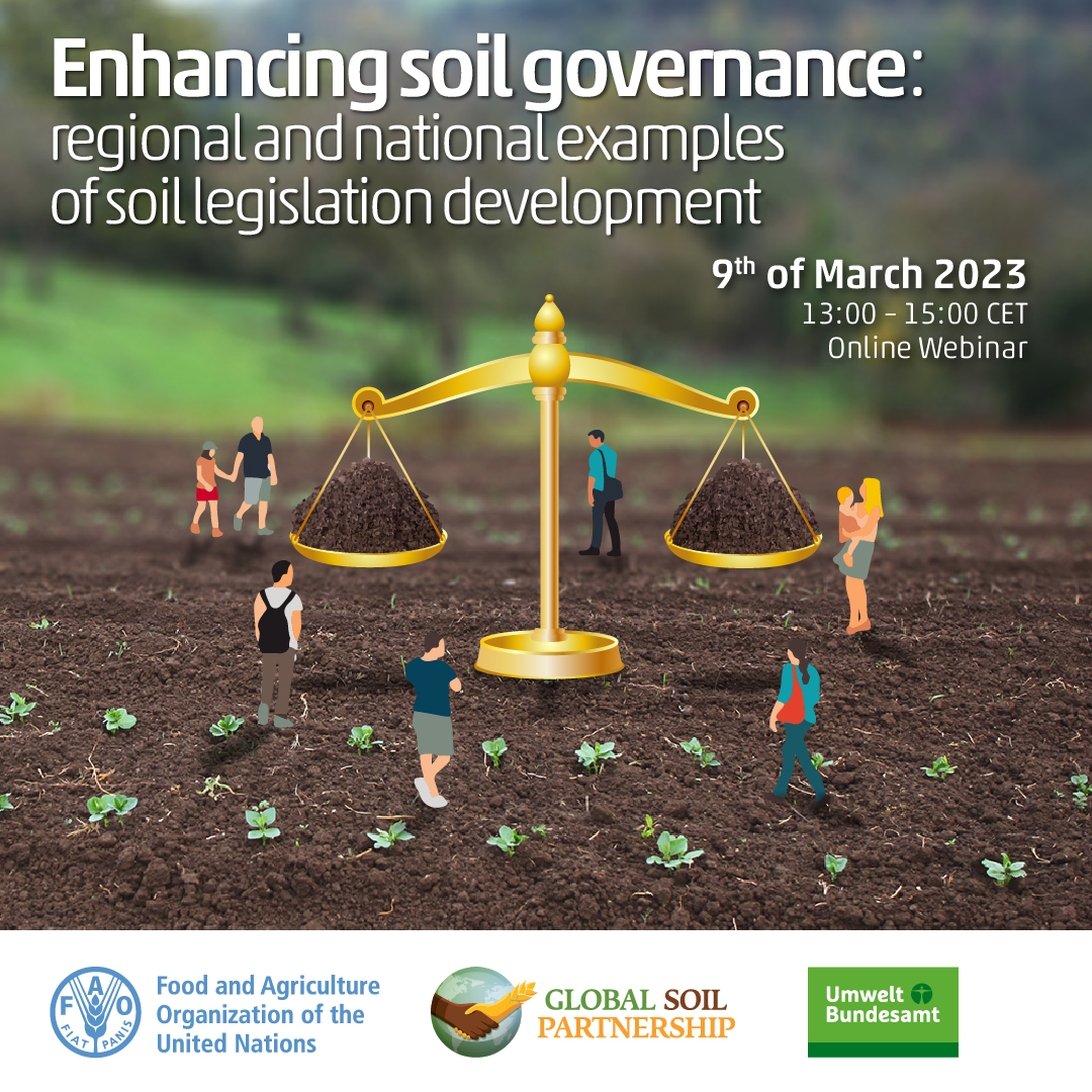 FAOLandWater's tweet photo. 📣Don't miss the #SoilGovernance webinar featuring China's new legislation on #BlackSoil protection &amp; the Mexican soil strategy. Join the discussion with experts from around🌍to protect #Soils

Register📝https://t.co/TLGjjowGq5
🗓️9 March at 13pm CET

More👉https://t.co/9i1jodqTVL https://t.co/5FMdHFvMRP