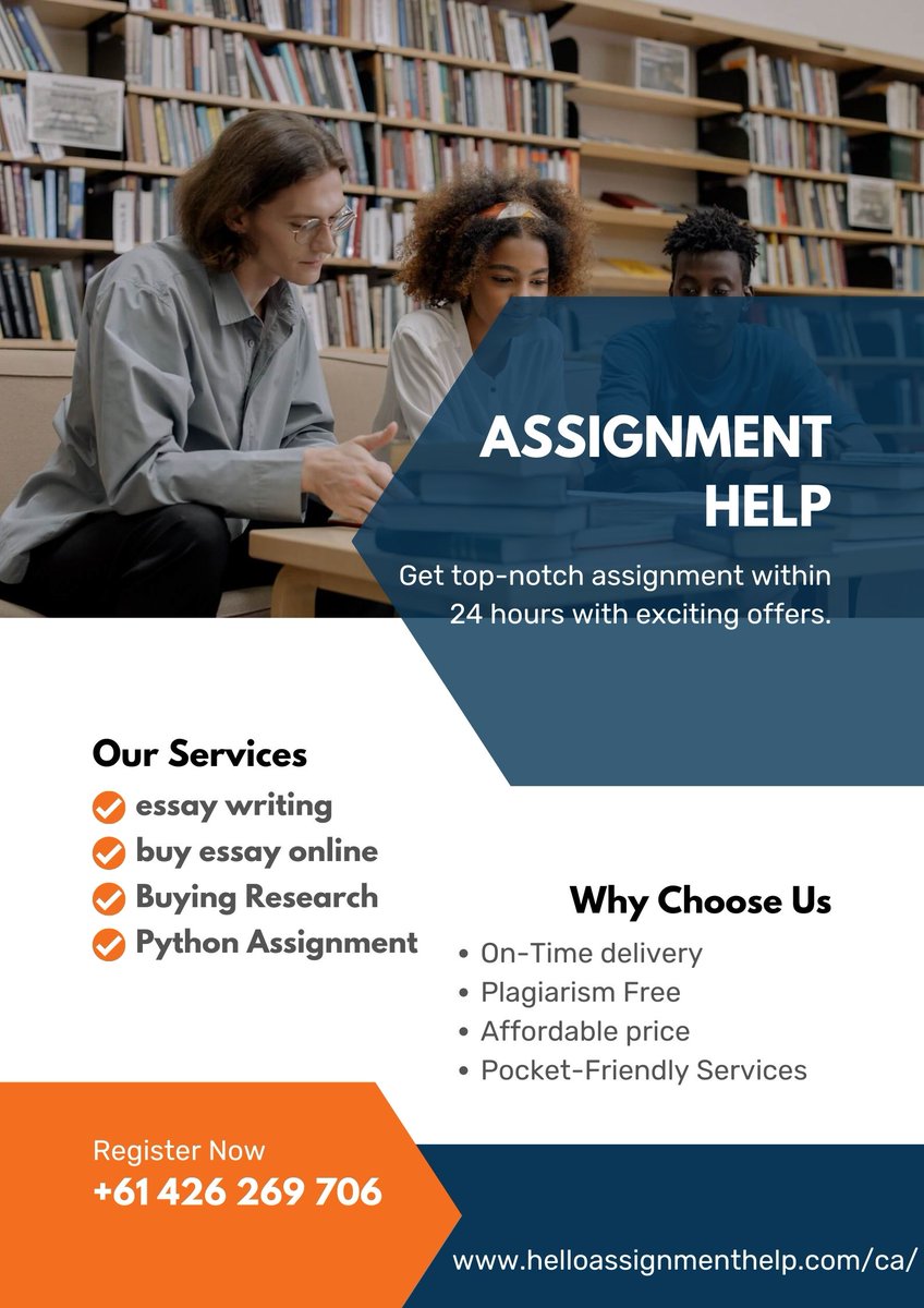 Lucienn32380439's tweet image. Want to complete your assignment timely? we have an qualified experts to help you in 24*7 hours with top-notch assignment

Connect us on WhatsApp: +61 415 139 814
Visit Our Website too- bit.ly/3ie0Mf9
.
.
.
#academichelp #academicassignments #AskTheExpert #assignmenthelp
