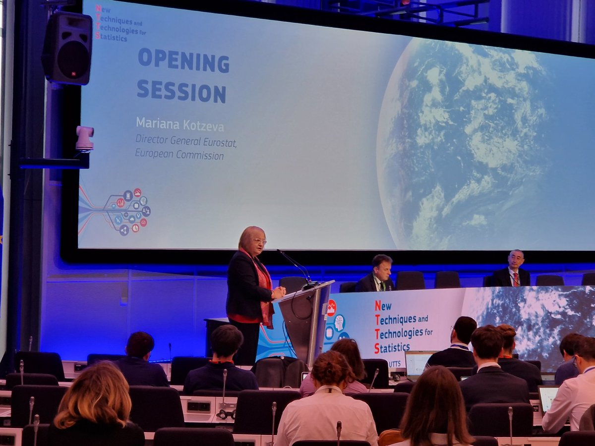 EU_NTTS's tweet photo. "Innovation is a not a choice but a must" quoting @MarianaKotzeva
opening the @Eurostat conference dedicated to New Technologies and Techniques for Statistics 
#NTTS2023 https://t.co/g9gyxs14QU