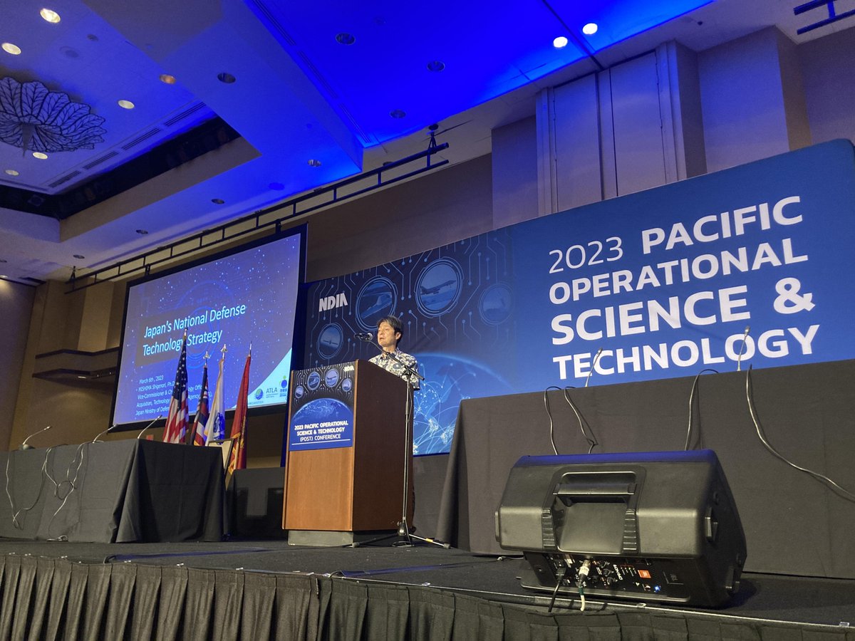 atla_kouhou_en's tweet photo. Dr Mishima, Vice-Commissioner and CTO attended #POST2023 and gave a keynote speech on the approach 
for strengthening defense technology base considering the new Japan’s national security policy. #ATLA will promote cooperation with the ally and like-minded countries. 🇯🇵🇺🇸 https://t.co/N0bfPqx2Xi