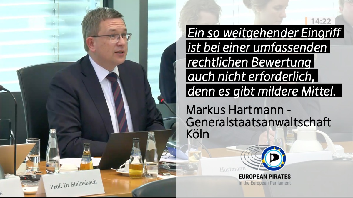 🇩🇪 Die Stimme der Vernunft selbst von der Strafverfolgung: Staatsanwalt Markus Hartmann vom ZAC NRW hält die totalitäre #Chatkontrolle für unverhältnismäßig. <a href="/NancyFaeser/">Nancy Faeser</a>, wie viel brauchen Sie noch, um die Chatkontrolle in Brüssel zu stoppen?