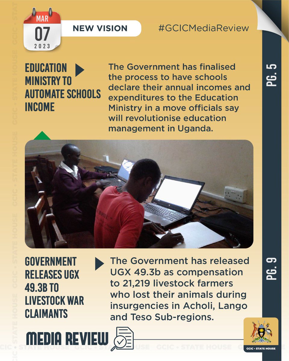 ▶️@GovUganda releases ugx.49.3b to livestock war claimants as a compensation to 21,219 farmers who lost their animals during insurgencies in Acholi, Lango and Teso sub-regions @MAAIF_Uganda @FrankTumwebazek #GCICMediaReview