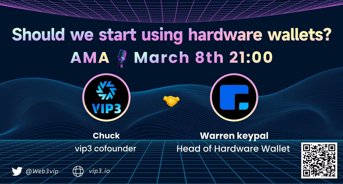 web3vip's tweet photo. To kick off our partnership with @KeyPalWallet, we will do an AMA tomorrow to talk about hardware wallets. 

Join us to learn how to protect your crypto funds and more!  (9 PM GMT +8) https://t.co/hO1S2mvh6B