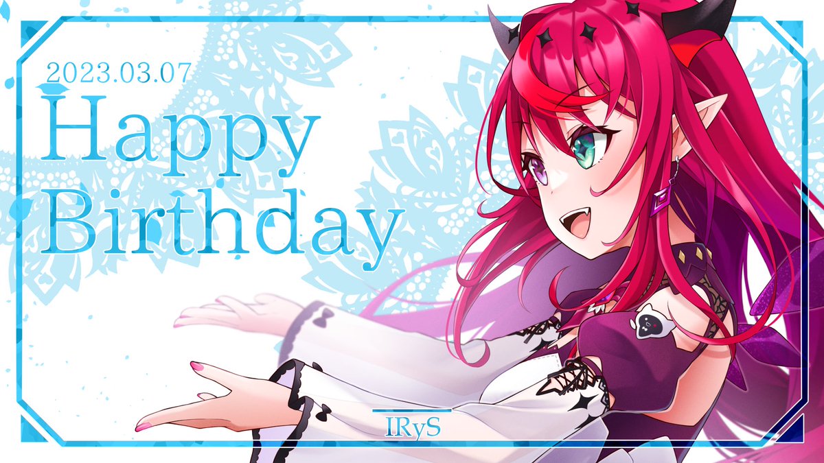 irys (hololive) 1girl horns long hair solo pointy ears purple eyes heterochromia  illustration images