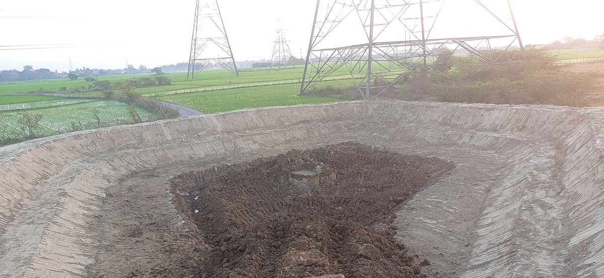 Thuvakkam's tweet photo. Thuvakkam's 'Blue Zone' project is furthered in full swing, with the pond creation in Pandeshwaram with CSR partner SG Cares.

Followed by the bund formation, the inner pathway has been laid for the pond, with 60% completion of the deepening of the pond. https://t.co/rtABsjsK4t