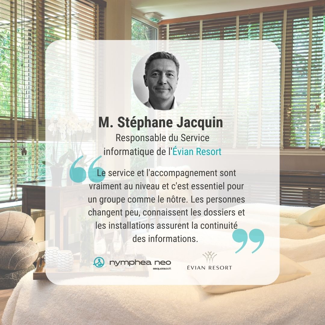 sequoiasoft's tweet image. Client @sequoiasoft depuis 12 ans, L'Evian Resort a choisi nos logiciels bien-être Nymphea et E-Nymphea, pour équiper leurs 4 établissements wellness.
Stéphane Jacquin, responsable du Service informatique, rapporte son regard technique.
hubs.la/Q01DkJP_0
