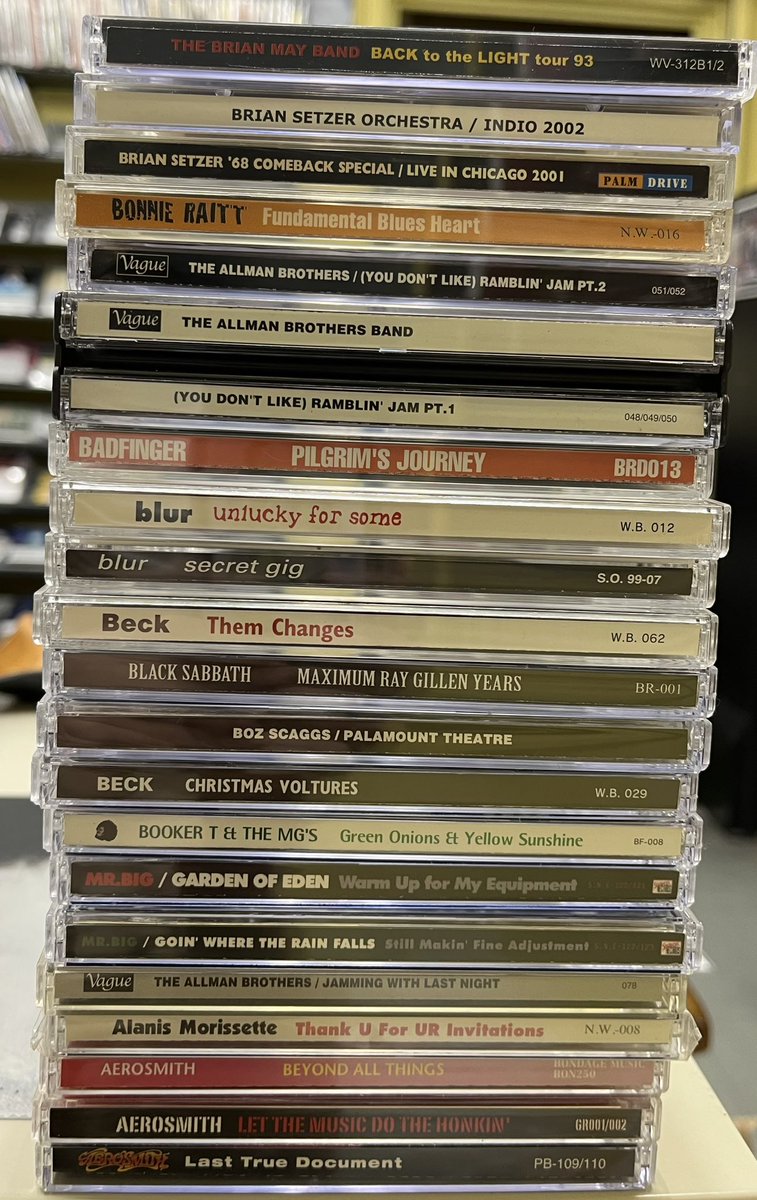 在庫補充しました！

#Aerosmith 
#AlanisMorissette
#AllmanBrothersBand
#BadFinger
#Beck
#BlackSabbath
#Blur
#BonnieRaitt 
#BookerTAndTheMGs
#BrianMayBand
#BrianMay
#BrianSetzer68ComebackSpecial 
#BrianSetzer