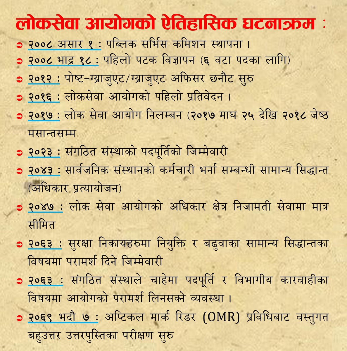 LoksewaNotes's tweet photo. #loksewanotes #loksewa #loksewa_tayari #adhikrit #nasu लोकसेवाको ऎतिहासिक घटनाक्रम हेरौ । https://t.co/yDJjJAq89x
