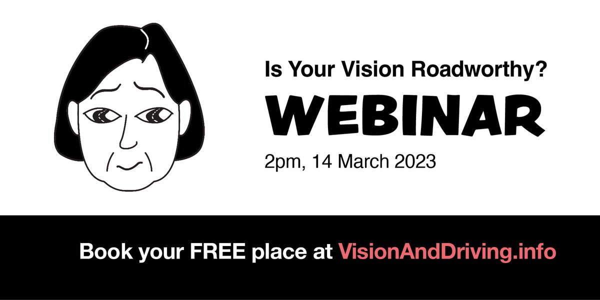 myvisionmatters's tweet photo. #IsYourVisionRoadworthy?
Find out more about the importance of clear vision for safe driving & how to keep your eyes fit for the road at a free webinar hosted by TV legend #ValerieSingleton. 2pm, 14 March 2023.
Register here https://t.co/DwNnwXMgzU. https://t.co/JHOvRBogzC