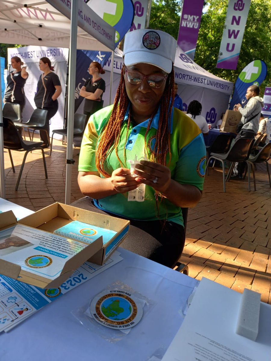 sabonemreg's tweet photo. We're at the North West University Potchefstroom campus for a wellness day. If you're on campus, pop by to learn more about stem cell donation and awareness, or sign up on the spot! #stemcellawareness #stemcelltransplant #sabonemarrowregistry #stemcellstar #wellnessday https://t.co/zEfhdLx982