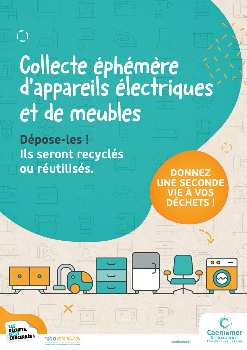 ♻️ 20 collectes de déchets exceptionnelles ♻️
📍 Du 11/03 au 30/09 profitez de collectes de déchets d’équipements électriques et électroniques et de déchets d’équipements d’ameublement. 
Ces collectes sont ouvertes à tous les habitants de #Caenlamer
👉 caenlamer.fr/actualites/col…