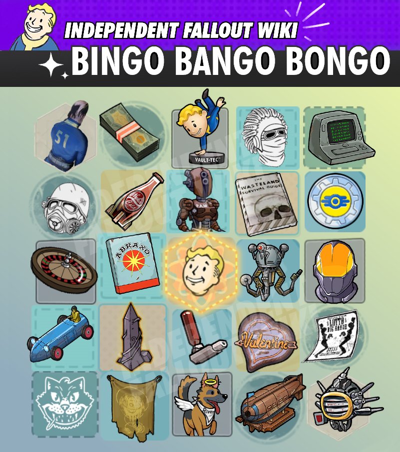 The Fallout Wiki on X: How does it work? The icons on the bingo card are  scattered around the wiki at the top of random articles. When you find an  icon, note