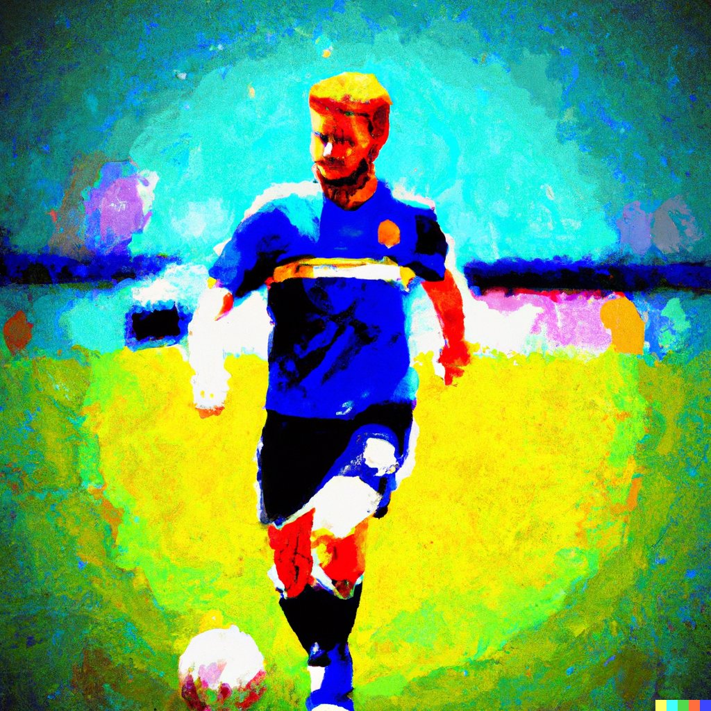 D9Miranda's tweet photo. Mientras que Rembrandt parece optar por vestir a Vincent Cassel con los colores nacionales de Países Bajos, Van Gogh hace una interpretación de Kevin de Bruyne un tanto curiosa. 

Lo de da Vinci haciendo un híbrido entre Cruyff y Homer Simpson 🫠 https://t.co/4l9wI5fOAN