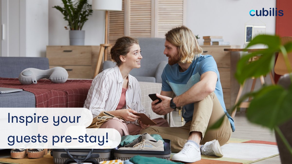 Cubilis's tweet photo. Do you reach out to your guests before they arrive? 🧳

The guest experience starts from the booking stage, so grab this opportunity to upsell and enrich your clients' stay!  📈 
Read all about guest communication in our new article 👉 https://t.co/pjvp8I3Ria https://t.co/j0cELk1fB7