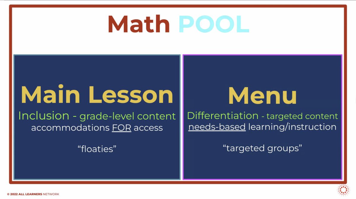 come join us in the 'Math Pool'!
We can help educators and instructional teams create math instruction that meets the needs of ALL of your Ss.
Menu- 'A package of learning offerings that creates different learning opportunities for Ss to engage in'
#Math #Math4All #MathMenu