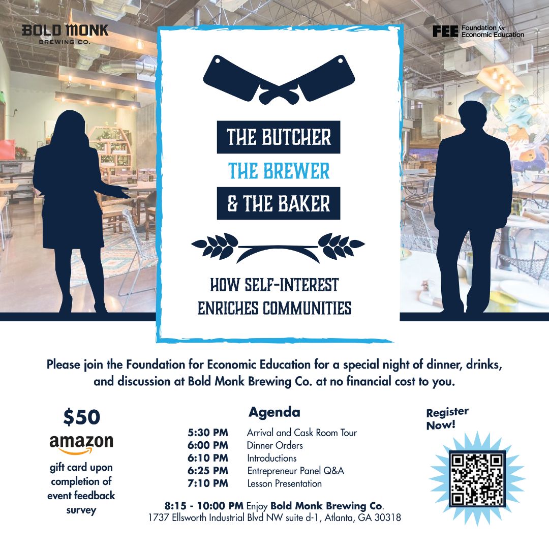 mrjoelmiller's tweet photo. Atlanta area Economics, Entrepreneurship, or CTE educators: Thurs. March 16 @boldmonkbrewing the Foundation for Economic Education is providing dinner/drinks/lesson &amp; entrepreneur panel! Come celebrate and be celebrated! (20 spots available!) Register: https://t.co/Ivm4pU3mGC https://t.co/jtSJHKLrix
