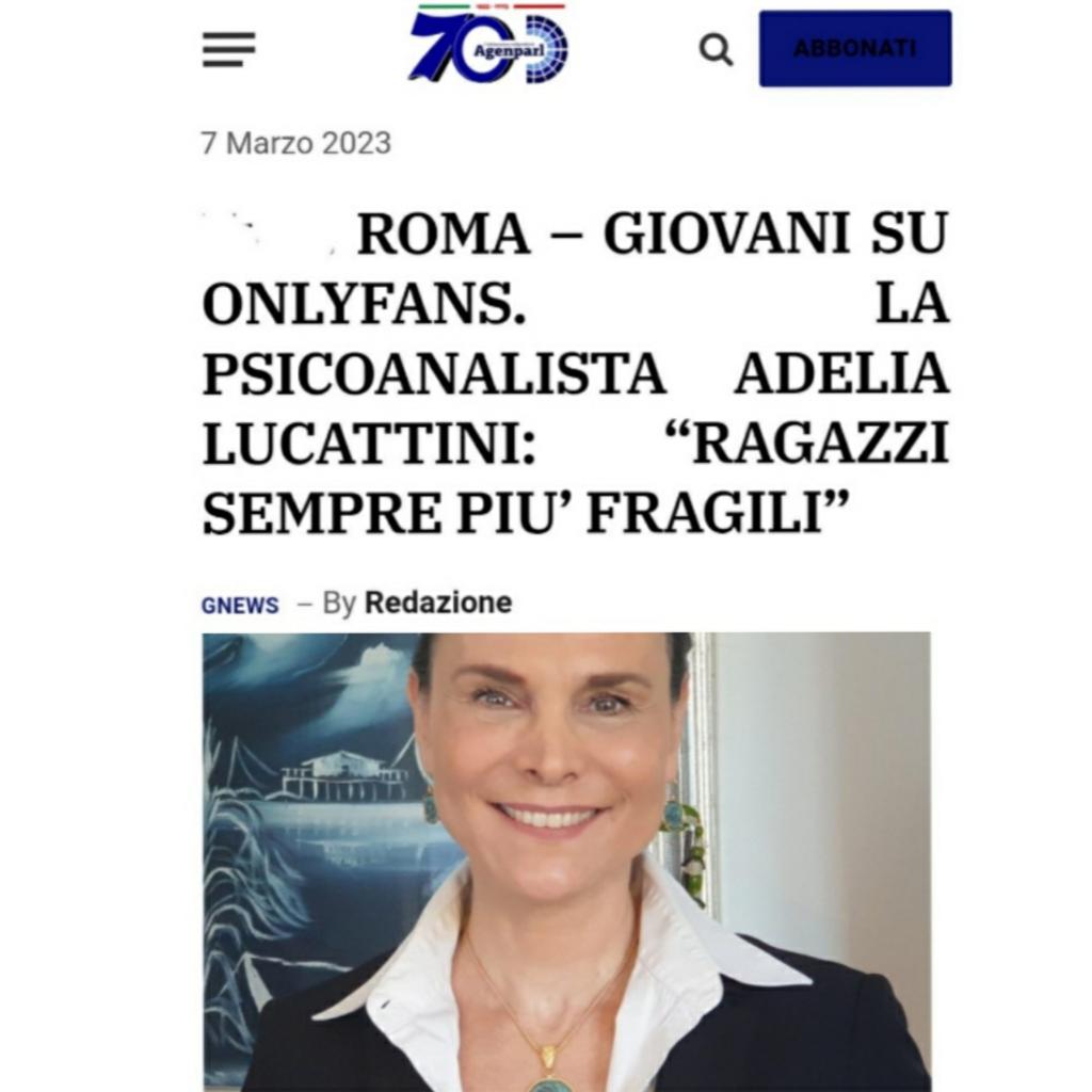 Biospyche's tweet photo. ROMA - GIOVANI SU ONLYFANS. LA PSICOANALISTA ADELIA LUCATTINI: "RAGAZZI SEMPRE PIU' FRAGILI"

Adelia Lucattini psichiatra e psicoanalista dell'età evolutiva di @spi1925 e @IPAonline

Su @Agenparl 

https://t.co/WwH2SLzjqQ

#VentagliDiParole 
#adolescenti
#onlyfans
#7Marzo https://t.co/h3cOPPgk7r