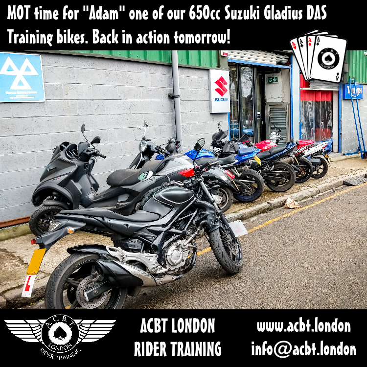 AcbtLondon's tweet photo. #MOT time today for one of our Suzuki Gladius 650cc bikes!
.
Big bike licence? Call us for DAS training: 0208 331 1103 https://t.co/3nyvnqj7dg
.
#suzuki #suzukibikes #suzukibikesuk #suzukigladius #650cc #DAStraining #motorbiketest #motorcycletraining #motorcyclelicence #greatbike https://t.co/hesIxq2op9