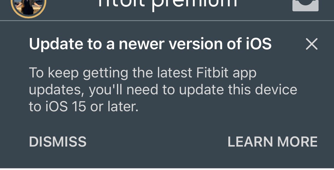 Another day, another #Fitbit issue. Why is the app showing me this, if I have the latest iOS version installed (16.3.1)? <a href="/FitbitSupport/">Fitbit Support</a>