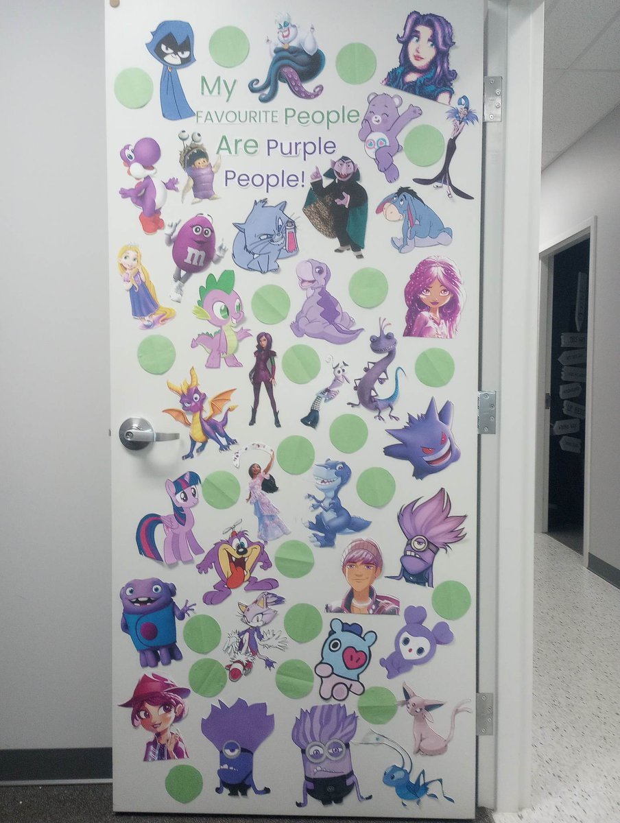 Our Social Worker, Holly, shows off her Purple Office Door. Holly loves cartoons &amp; wanted to add some of her personality to her door. How many purple people do you recognize? Don’t forget to decorate your own door and share the photos for EAM!
#epilepsyswo #EAM #epilepsyawareness