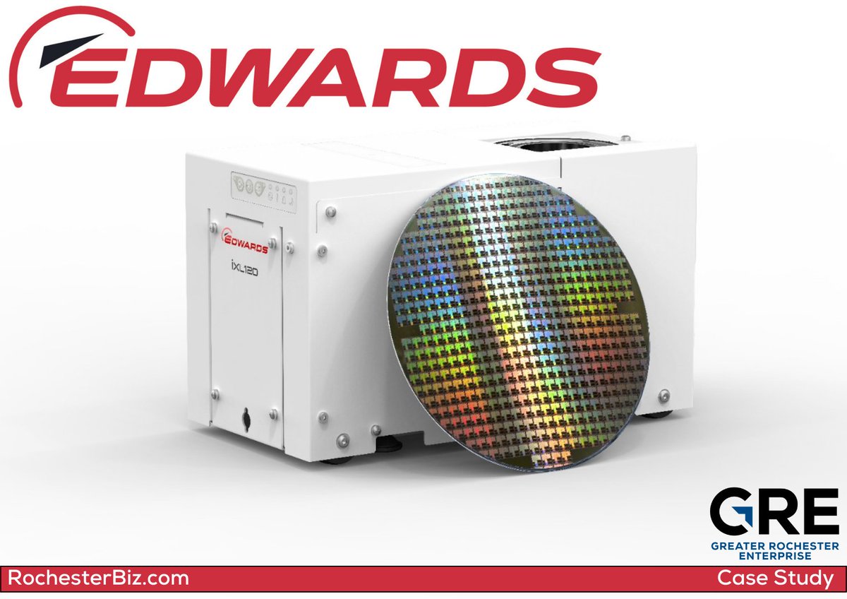 GRERochesterBiz's tweet photo. .@EdwardsVacuum will invest $300M in a new ‘factory of the future’ at @geneseeEDC @WNYSTAMP mega site. Edwards interim president notes this will “…ensure the supply chain capacity needed in the semiconductor industry.” Read Edwards’ case study on our site:https://t.co/6syBsIpBHO https://t.co/dfdenso8A7