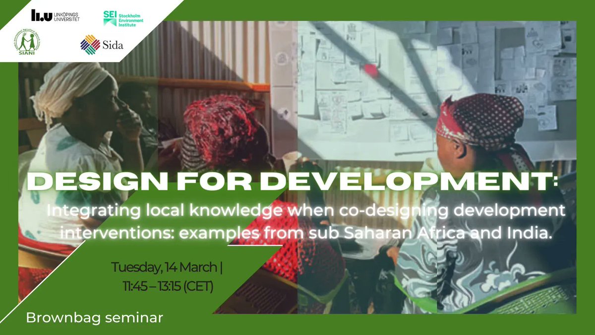 How can design practices be used to integrate knowledge into the design process?
Join <a href="/lambe_fiona/">Fiona Lambe</a> @aliprendiville, <a href="/MugendiM/">Mugendi K. M'RITHAA</a> &amp; <a href="/IITGuwahati/">IIT Guwahati</a> to discuss how to co-create solutions to environmental, health &amp;wellbeing challenges w locals <a href="/liu_universitet/">Linköpings universitet</a> 
➡️ bit.ly/3YivC4U