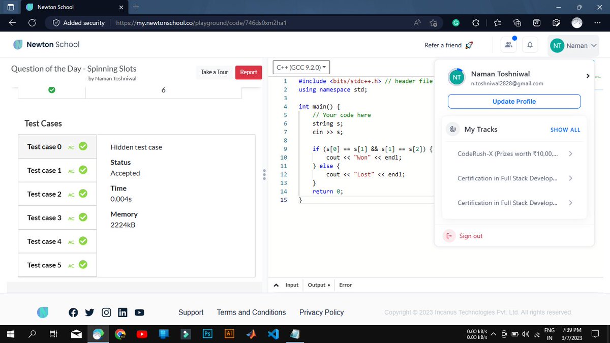 Toshniwal2828's tweet photo. Today I have solved Spinning Slots using #C++ #Day51 of #100Daysofcode 
@everydaycoders @_100DaysOfCode
#community #coding #programming #competitiveprogramming #codingchallenge #dsa #bubbleupcommunity #codedu https://t.co/tsoJUpj4pw