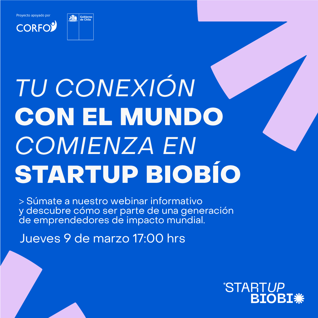 ¿Quieres ser parte de una nueva generación de emprendedores con impacto mundial? Únete a nuestro webinar informativo este 8 de marzo en startupbiobio.com 🗓️ by <a href="/endeavorchile/">Endeavor Chile</a> 
@incubaudec y @casawchile con apoyo de @corfo.

#Endeavor #emprendimiento #startup #impactamundial