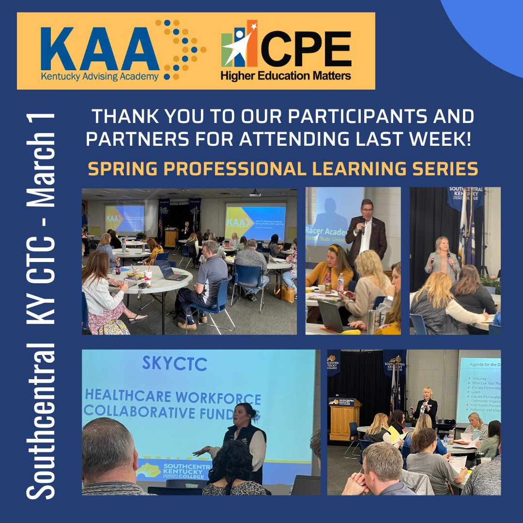 Thank  you for attending the KAA Spring Professional Learning Series over the last few weeks. Follow KAA for more PL opportunities! #welladvised  #higheredmatters @SKY_NewsEvents @LoganAluminum @chamber_warren @MeadeCCCC  @KyChamberFdn @CPENews @cpepres @apelli2