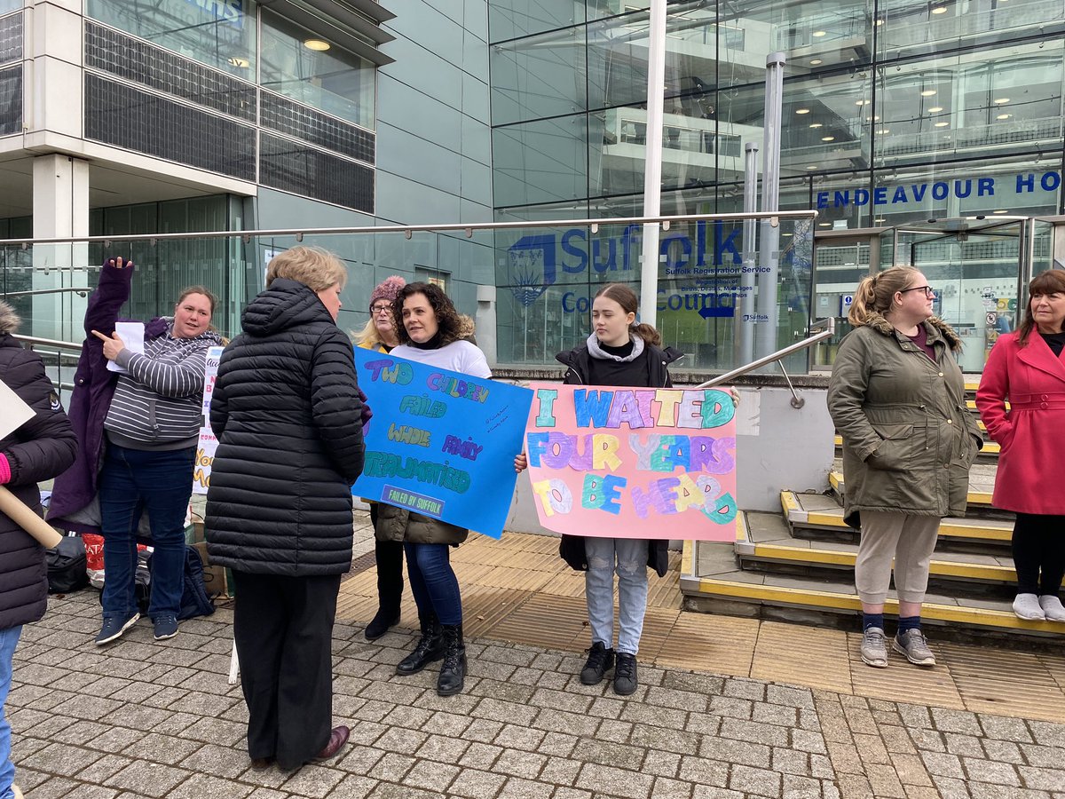 FailedBySuffolk's tweet photo. Great turnout today for those #FailedBySuffolk we handed over impact statements from some families unable to attend. A representative of the thousands being failed https://t.co/PKKfy3FTaw