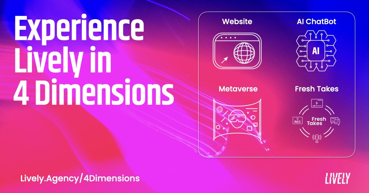 livelyagency's tweet photo. This week is full of news! Say hello to our shiny new website. Well, we say website but it’s much more. As a team that lives &amp; breathes innovation, a typical website didn’t feel right so we’ve reimagined how it comes to life in 4 dimensions. Explore at https://t.co/1WRgNZIump https://t.co/3f5Lcfxq8w