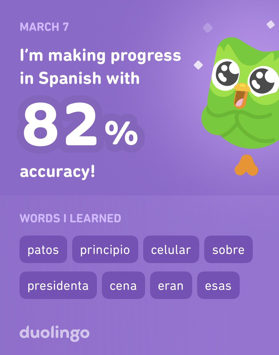 I’m learning Spanish on Duolingo! It’s free, fun, and effective.