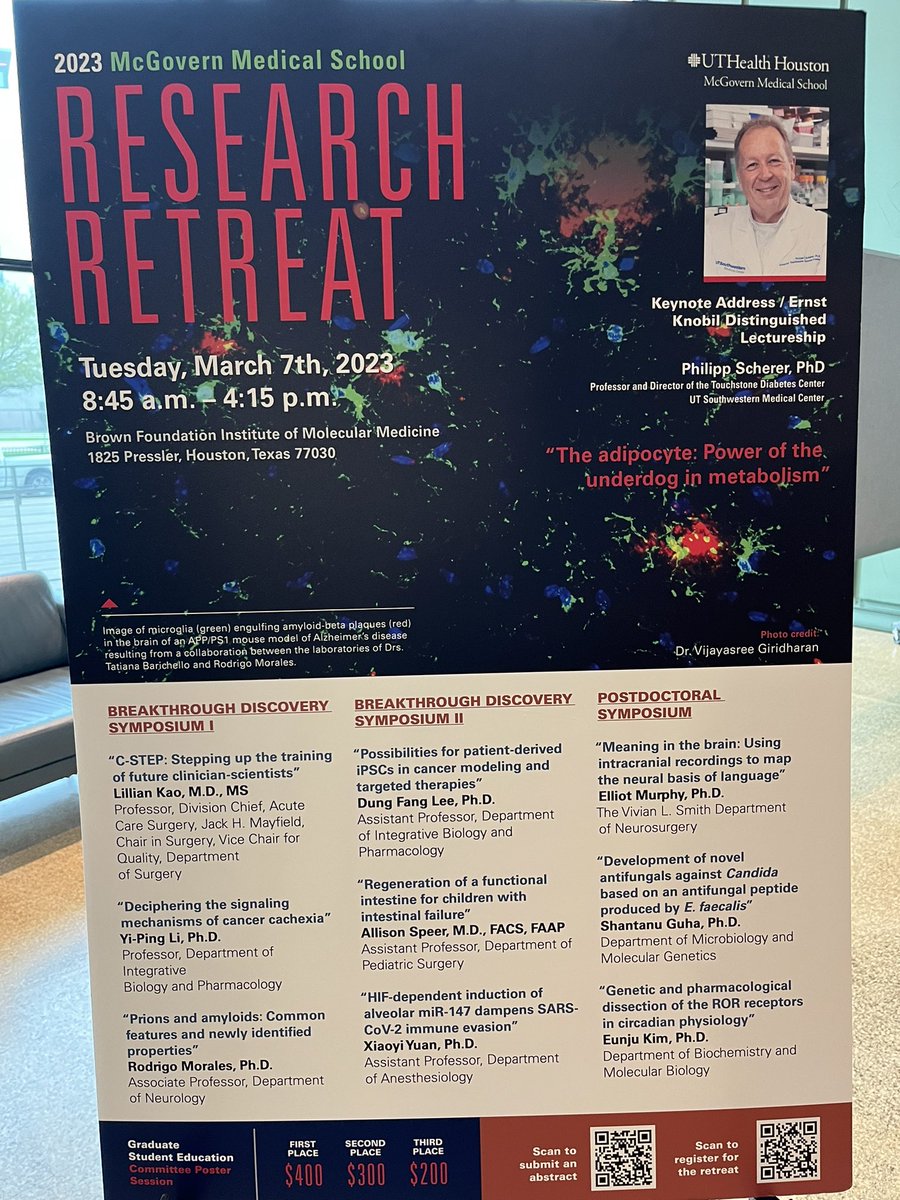 Don’t miss out on the 2023 McGovern Medical School Research Retreat today at the IMM 8:45am-4:15pm. Lots of fantastic presenters!! <a href="/McGovernMed/">McGovern Med School</a> <a href="/MDA_UTHGrad/">MD Anderson-UTH Grad</a> @BCBatGSBS <a href="/MIDatGSBS/">Microbiology & Infectious Diseases Grad Prgm</a> <a href="/NeuroMDAUTH/">NeuroMDAUTH</a>