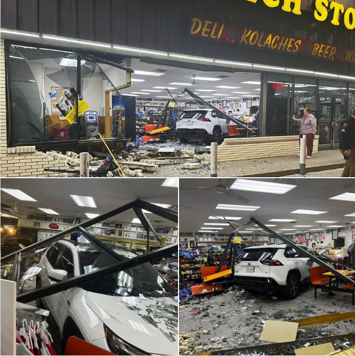 NicOseiNews's tweet photo. 😲Someone crashed into the famous #CzechStop in West last night. No one was seriously injured. The owners worked through the night cleaning up and said they'd be open for business today. [West VFD photos] Story on @WBAP247NEWS. https://t.co/wN22ls4RO4